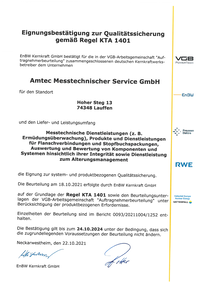 KTA 1401 VGB Zertifikat AMTEC in neuem Fenster öffnen