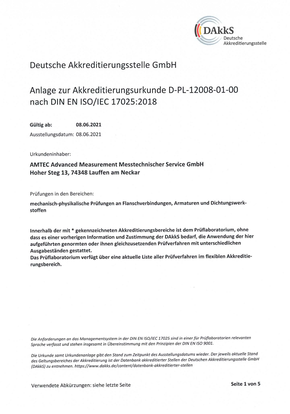 Anlage zur Akkreditierungsurkunde amtec in neuem Fenster öffnen